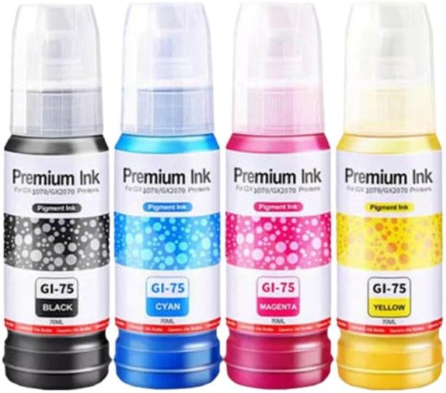 GI75 GI-75 GI 75 水性顔料インクリフィル GX1070 GX2070 プリンター用プリンターボトルインクと互換性あり