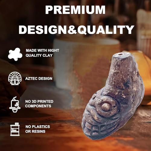 Aztec Death Whistle, Up To125+ Decibels Loud Real Screaming Aztec Death Whistle Loudest Authentic Human Authentic Human Ehecachichtli Sounding Screams War Whistle (Dark Grey)