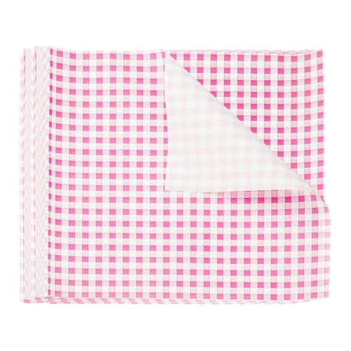 QUARKZMAN 200pz Fogli Carta Alimentare Carta Cerata Quadrato Scacchi 25x25cm Carta Imballaggio Alimenti Secchi Assorbente Olio per Carta Forno Sandwich Cestini Picnic Hamburger Cucina, Rosa