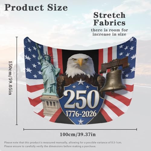 Image of Renewold Patriotic Eagle Front Hood Cover for Car Sedan Small SUV Truck 250th Anniversary USA Easy Install Auto Hood Wrap Blanket Full Exterior Covers Indoor Outdoor Decor for Festival Street Party