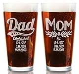 CHRISTMAS-STOCKINGS-by-STOCKINGFACTORY Dad Mom Combo Set of 2 Personalized Parents Pub Glasses for Mom Mama Mommy Dad Papa Daddy Mothers Day Fathers Day Beer Mug from Son Daughter Kids