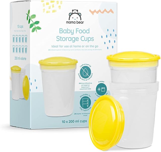 Amazon Brand - Mama Bear Baby Food Storage Cups - pack of 10