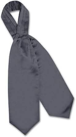 Vesuvio Napoli ASCOT Solid CHARCOAL GREY Color Cravat Dark Gray Mens Neck Tie