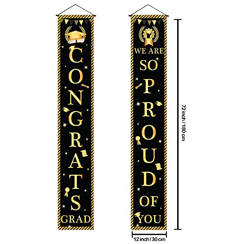 Image of Graduation Decorations 2026 | Congrats Grad Door Banner - Large 72x12 Inch, NO DIY | Congrats Grad Banner for Black and Gold Class of 2026 | Graduation Door Banner 2026 | KatchOn