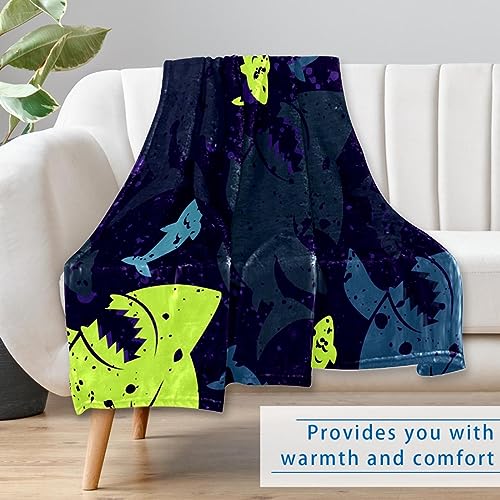 Couverture requins et poissons imprimés cadeau original pour lit - 7