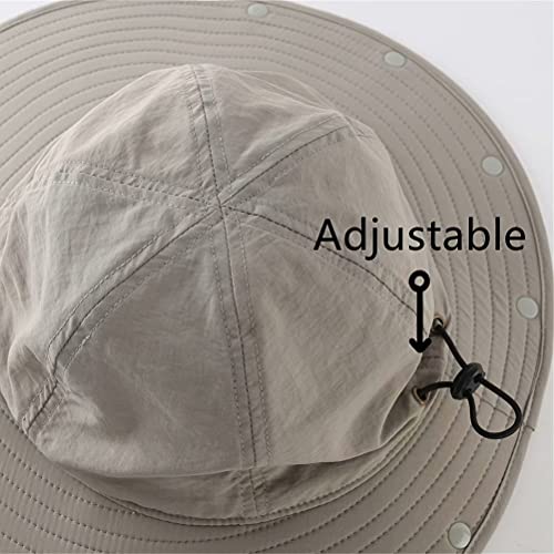 Vimfashi Men Women Breathable Sun Protection Bucket Hat With Neck Flap For Fishing Hiking Camping Light Grey #TOP5
