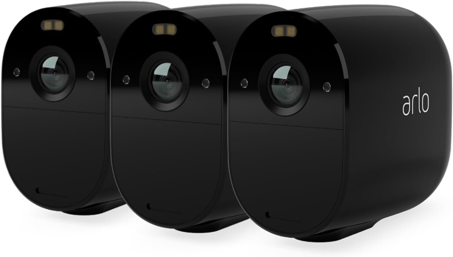 Arlo Essential Security Camera Outdoor, 1080p HD, Wireless CCTV, 3 Cam Kit, No Hub Needed, Colour Night Vision, 2-Way Audio, 6-Month Battery, Free Trial of Arlo Secure Plan, Black