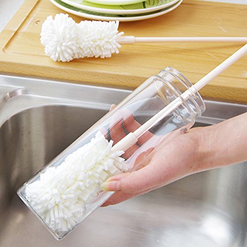 Trycooling Sponge Bottle Cleaning Brushes Long Handle Kitchen Cup Brush Cleaner White #TOP1