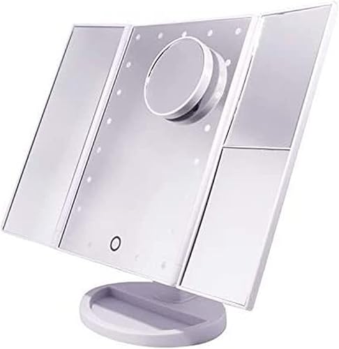 Miniatura 3 de DHAEY Tri-Fold Vanity Mirror, 21 LED Lighted with t-Button Screen 1X2X3X Magnification and USB Charging Adjustable Brightness