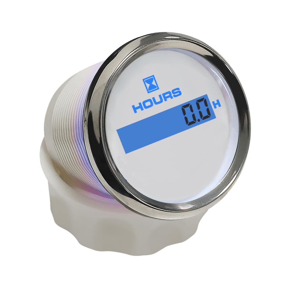 ELING Compteur d'heures numérique 52 mm - Compteur d'heures de fonctionnement avec rétroéclairage 8 couleurs - 12 V 24 V - Pour voiture, moto, bateau