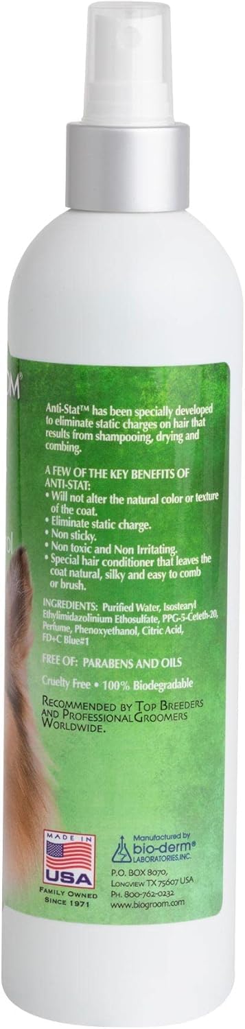 BIO-GROOM - Anti Statisches Spray - Für Haustiere - Beseitigt statische Aufladung des Fells - Für seidig weiches Fell - 355 ml