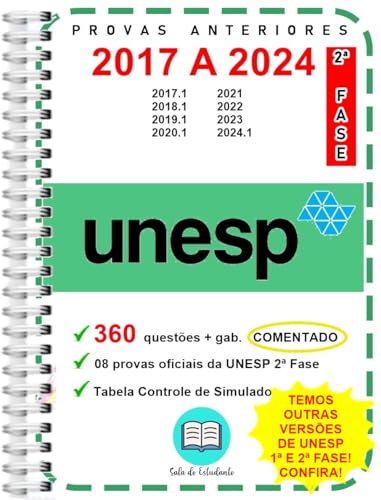 Unesp 2º Fase 300 questões Provas 2016 a 2022 + Gabarito COMENTADO de TODAS as questões
