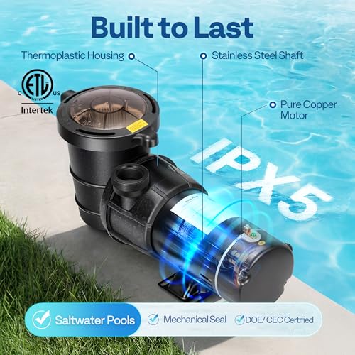 Image of VIVOHOME 1.0 HP 5280 GPH Energy-Saving Above Ground Swimming Pool Pump, 115V with Strainer Basket, ETL & DOE Certified