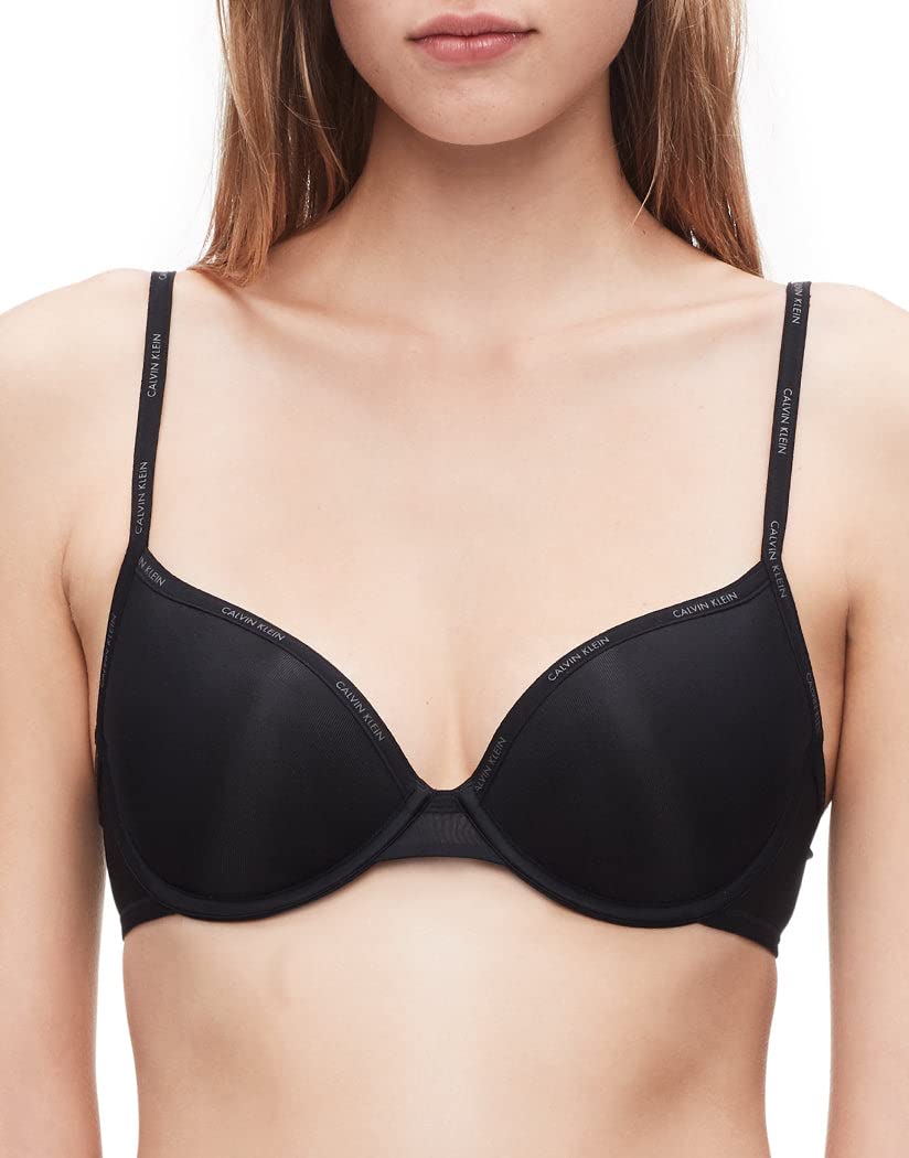Calvin Klein Women's Sheer Marquisette Lightly Lined Demi Bra, Black, 32A