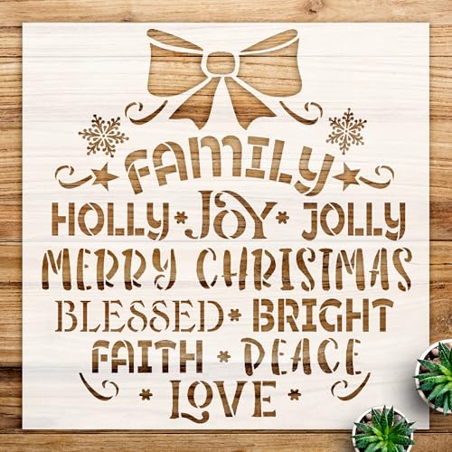 Family Christmas Ornament Word Art Stencil for Holiday Decor, DIY Craft Projects, Perfect for Walls, Wood, and Home Decoration - Size A1 (23.4
