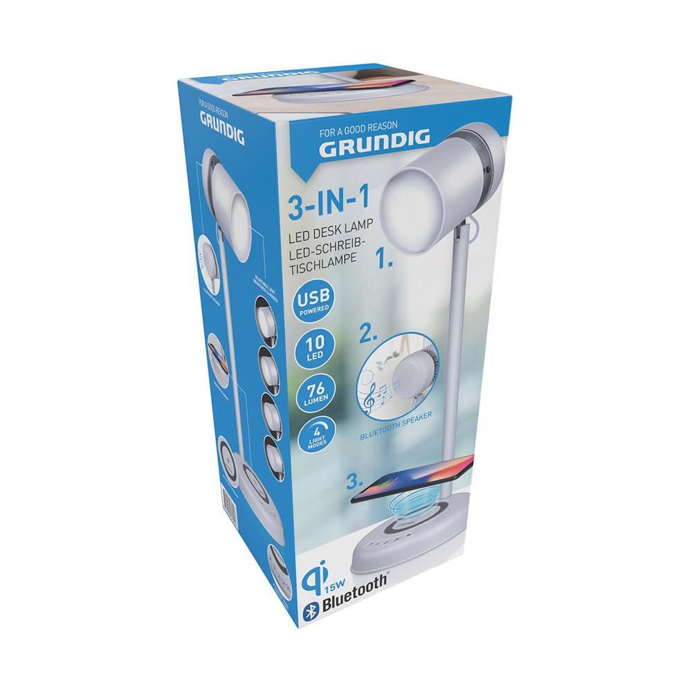 Lampada Frontale Grundig 3 Luci LED 200 Lumen – Regolabile 90°, Luce Rossa Di Sicurezza, Impermeabile, 4 Batterie AA