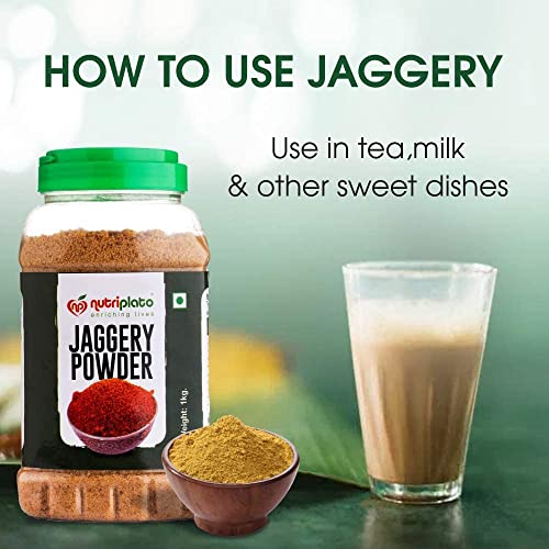 Image of Nutriplato-enriching lives Jaggery | Gur Powder Jar, 1 Kg (Pack of 2)