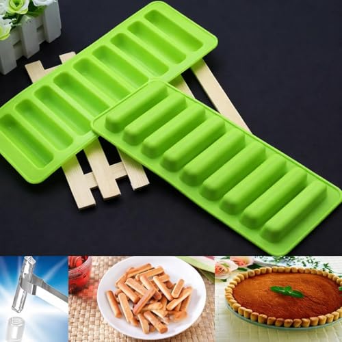 Image of Silicone Ice Cube Tray Mould for Water Small Rectangle Shapes ice-Cube Tray for Water Bottle Freezer Cocktail Whiskey Coffee Fruit Juice for Cocktail & Bourbon - (Green, Standard, Rectangular)