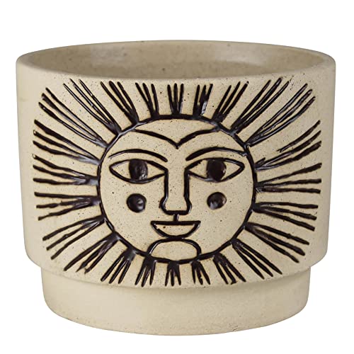 HomArt Sol - Maceta decorativa de cerámica, 4.75 pulgadas de diámetro