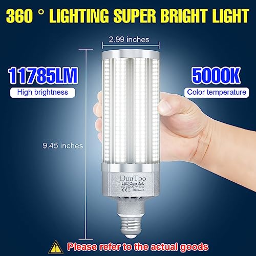 Duutoo 80W Led Corn Light E26 Bulb Super Bright 11785Lumens 5000K Daylight Lamp E39 Mogul Base 650Watts Equivalent Large Area Lights 110V Commercial Lighting Fixture For Store Stadium Carport Driveway #TOP1