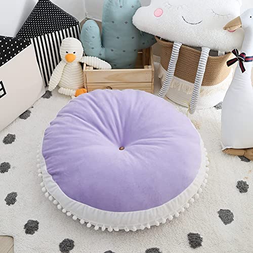 Large Floor Pillow Kids Round Floor Cushion Seating, Big Circle Pillow, Round Floor Pillows Seating For Children, Oversized Pillow Mat For Reading Nook Teepee Playroom Nursery Canopy, Purple #TOP5