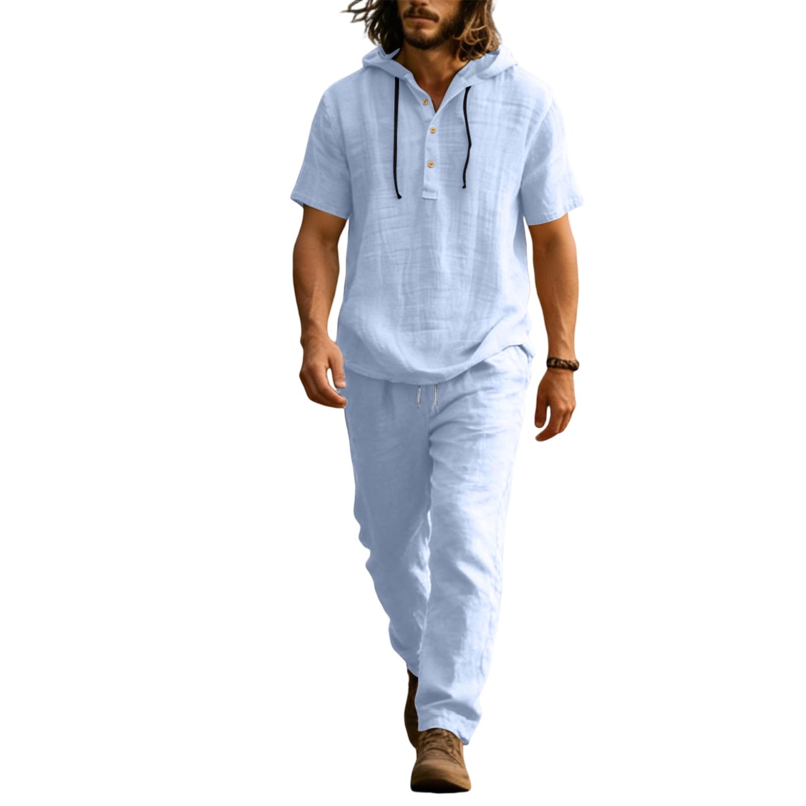 Generico Completo Di Lino Uomo 2026 Padel Tuta Completa Felpa Maniche Corte e Pantaloni Coordinato Uomo
