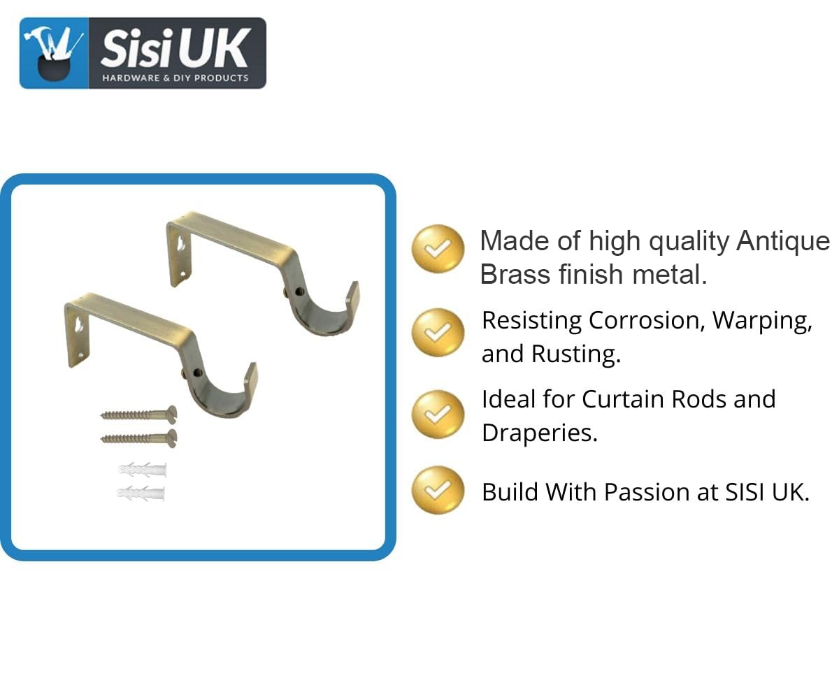 2 Supports De Tringle à Rideau En Fer Galvanisé Style Bronze Vintage - Pour Tringle 22 Mm, Fixation Murale