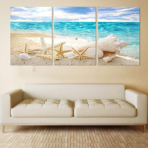 Tableau sur toile bord de mer et triptyque mural de salon moderne - 3