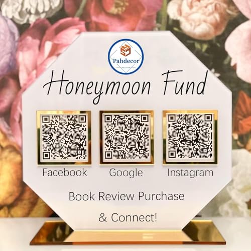 Pahdecor Custom QR Code Social Media Sign with Zelle Paypal Cashapp Personalized Scan To Pay Payment Sign Perfect for Weddings Honeymoon Fund Salons and Beauticians Clear Design