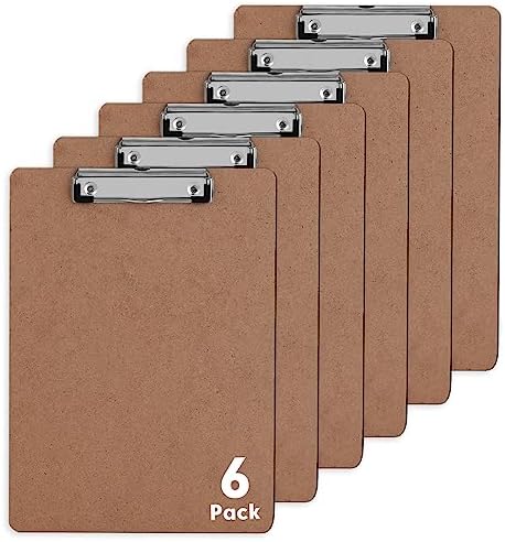24 Pack Clipboards Bulk – A4 Letter Size Wooden Hardboard With Low Profile Clip, 12.5 X 9 Inch