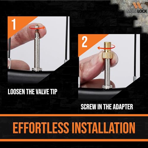 Image of 5 Pcs (+ 10 Caps) Brass Presta Valve Adapter - Convert Presta to Schrader /Auto for All Types of Bikes, e-Bikes and e-Scooters - Inflate Tire Using Standard Pump or Air Compressor - by Mobi Lock