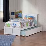 AFI Nantucket - Cama de plataforma tamaño individual XL con estribo y cama nido individual XL en color blanco
