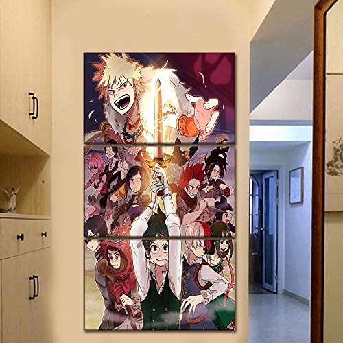 Tableau triptyque anime pour decoration murale salon en 3 pieces - 5