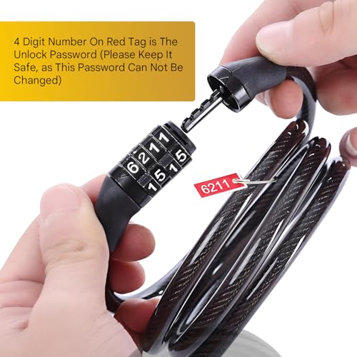 Image of Securo Advance Keyless Universal Combination Cable Chain Helmet Lock for Bike Cycle Bicycle Luggage Strong Steel Wire Number Password Lock for Travel Train Motorcycle Daily Security Use