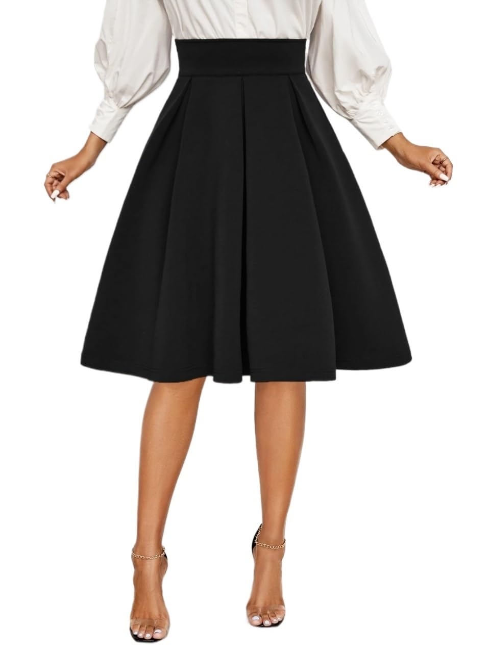 Womens Flowy Trendy Skirt Solid High Waist Skirt