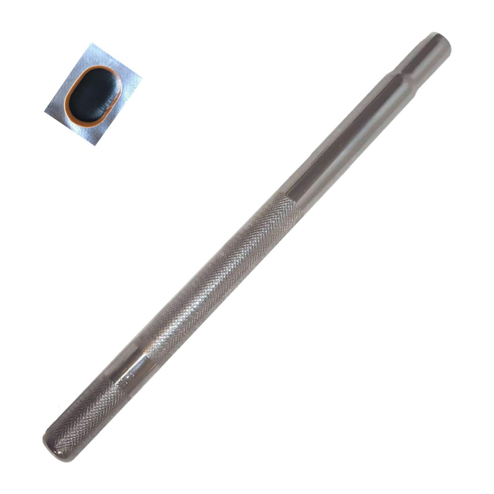 Fahrrad Kerzensattelstütze Sattelstütze Stahl geriffelt Ø 24,0 mm / 400 mm inkl. Schlauchflicken Sport & Freizeit