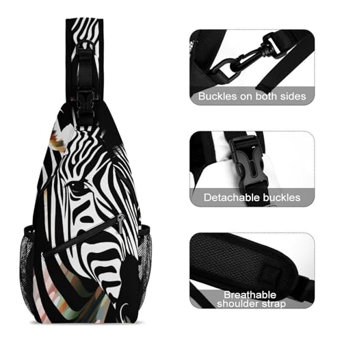 Mochila de pecho sling Abstract Animal Zebra para hombre y mujer miniatura 3