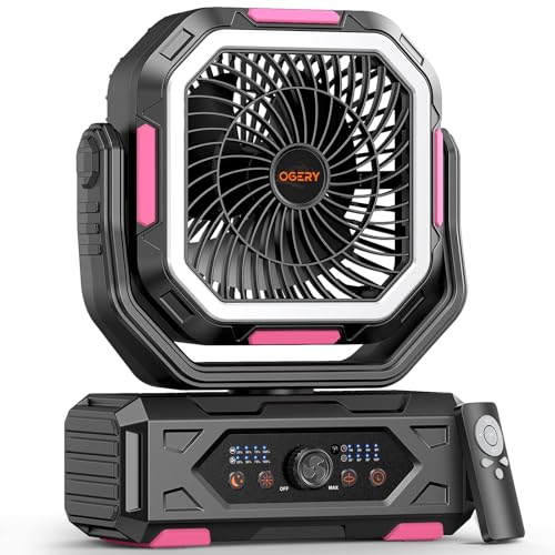 Image of OGERY 2025 Upgraded Camping Fan, Portable Rechargeable Fan with 20000mAh Battery Powered, Stronger Wind, Stepless Speed Regulation, Fast Charging for Tent, Travel, Car, Outdoor Camping Essentials