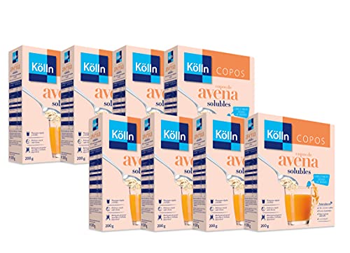 Kölln - Copos De Avena Solubles, Cereales Integrales, 00% Avena Integral, Alto Contenido De Fibra - Pack De 8 X 200 G