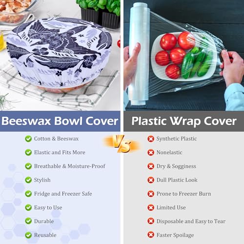 5Pcs Reusable Beeswax Elastic Bowl Covers for Bread Proofing and Food Cover - image 7