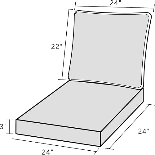 Miniatura 2 de Cojín de asiento profundo para silla de patio al aire libre, cojín de asiento y respaldo para muebles de exterior, juego repelente al agua, 24 x 24