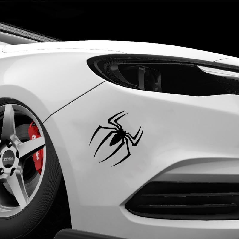Image of JVCV 3D Metal Spider Sticker Chrome Logo Decal Emblem Badge for All Cars Bikes Laptops Headphones (Spider, Black)