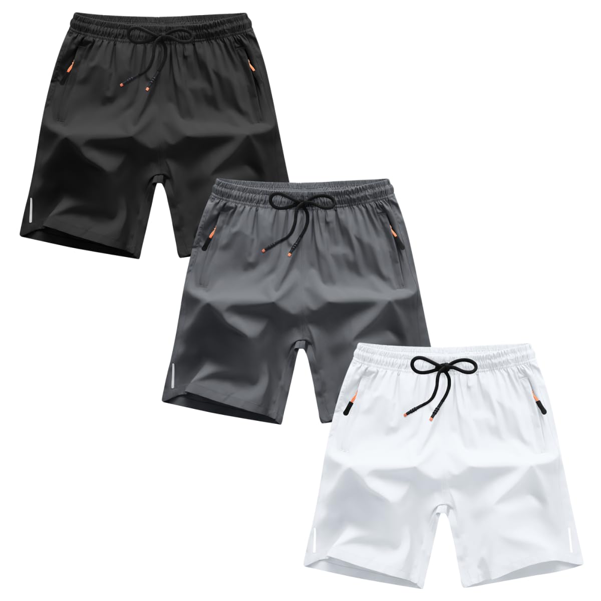 Boys Shorts Quick Dry Athletic Running Shorts with Zipper Pockets