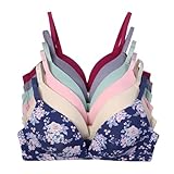 Iheyi 6 Pieces No Wire Full Cup Plain/Lace Light Padded Wire Free Bra A/B/C/D/DD 42C