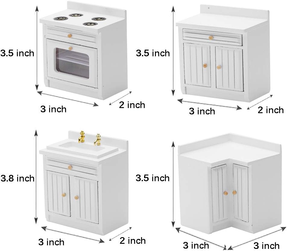 1:12 Scale Mini Wooden Furniture Miniature Kitchen Furniture Set Mini House Accessories Furniture Model for Birthday Gifts