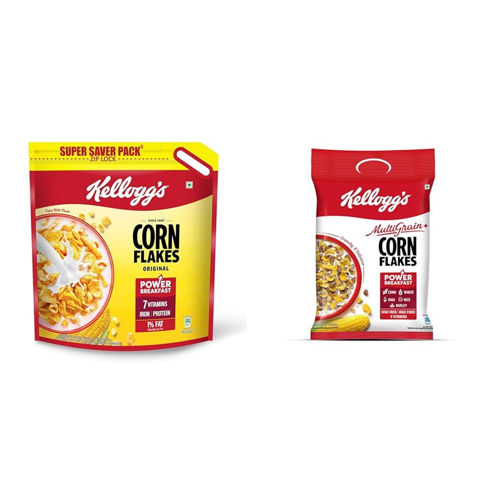 Kellogg's Corn Flakes Original 1.2kg/1.15kg | Power of 5: Energy, Protein, Iron, IMMUNO + Kellogg's Multigrain plus Corn Flakes 450 G | Power of 5 Grains | 6 Vitamins | High Iron | High-picture-18