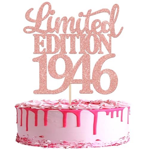 1 pezzo Limited Edition 1945 - Decorazione per torta glitterata 80th con brillantini, decorazione per torta su 80 anni, 80 e favoloso topper per torta per uomini e donne, compleanni, feste, torte, in