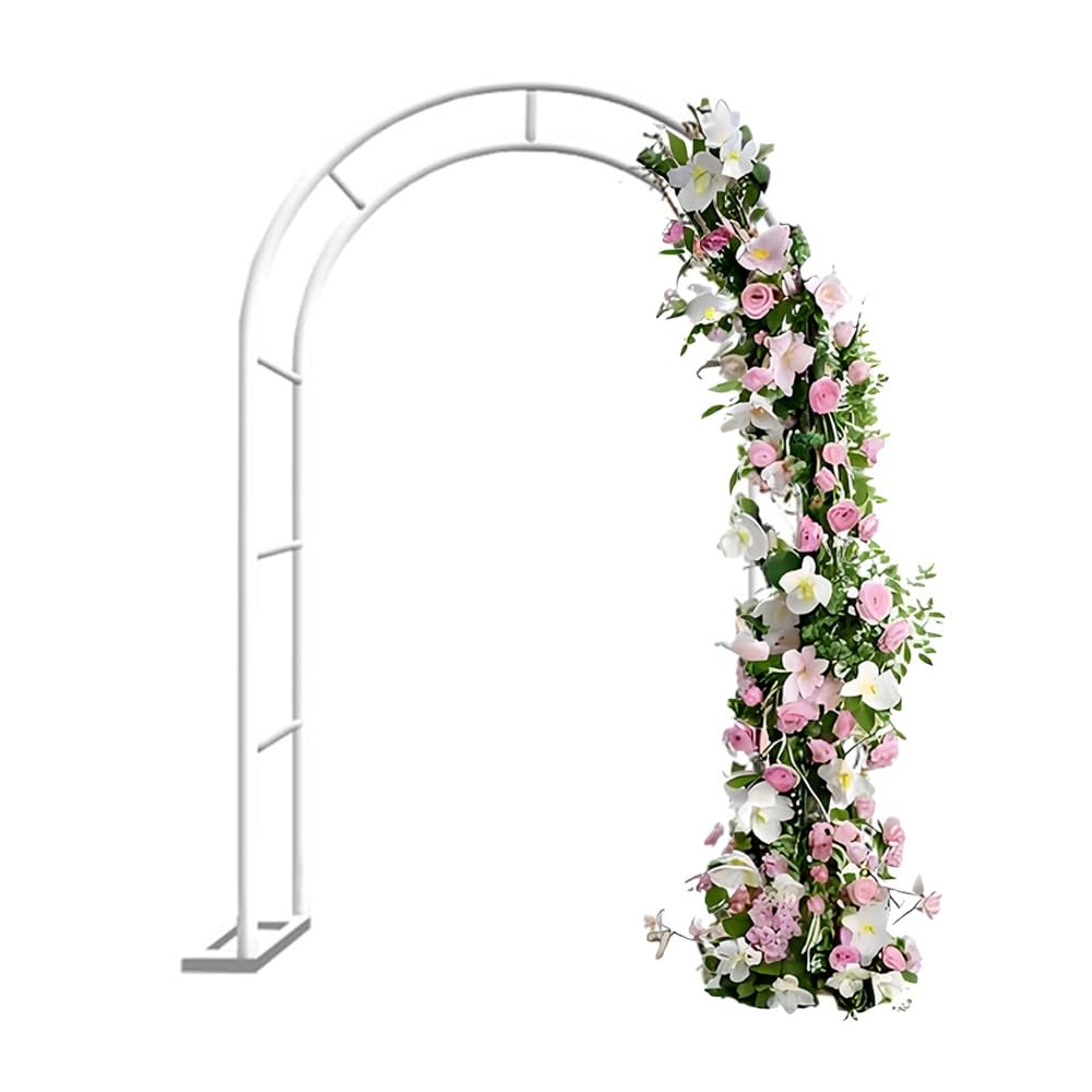 Rosenbon traliccio da giardino in metallo per rose rampicanti, 0,8 x 2 m, elegante, bianco, decorazione per matrimoni, facile da montare, supporto stabile per piante, 120 cm x 220 cm