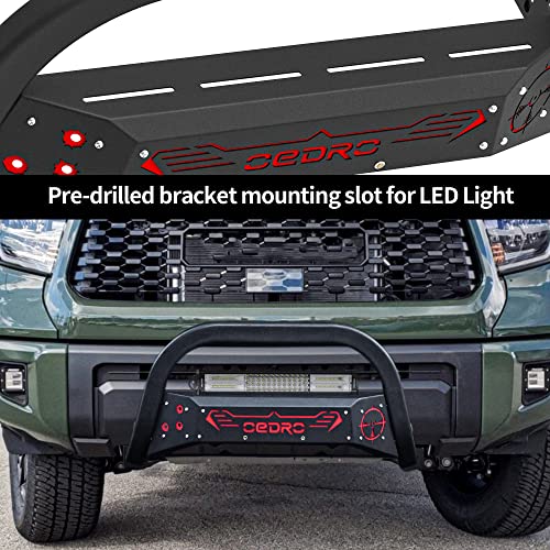 Oedro Paintable Bull Bar Fits 2007-2021 Toyota Tundra, Truck Brush Guard, Front Bumper Push Bar W/Grille Skid Plate Light Mount #TOP2
