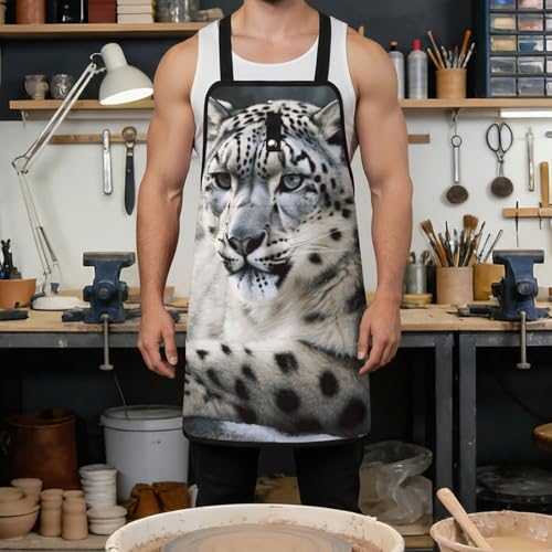 Delantal Snow Leopard con múltiples bolsillos ajustable miniatura 4